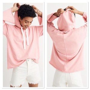 Madewell Pink Long Bell Sleeve Hoodie Drawstring Sweatshirt XS